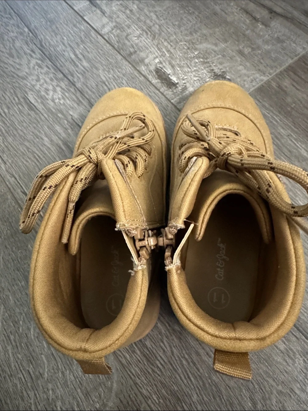 Cat & Jack Han / Cognac Kids Tan Lace-Up Boots